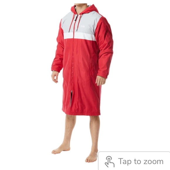 TYR Jackets & Coats Tyr Swim Waterpolo Parka Jacket Hooded Coat Red